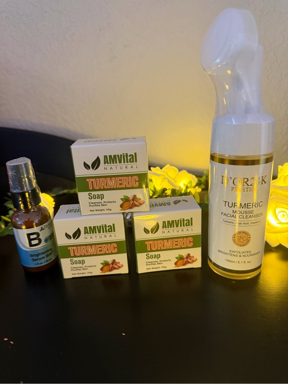 Turmeric Mousse Facial Cleanser D’OR24K with 3 Turmeric Soap & Brightening Serum